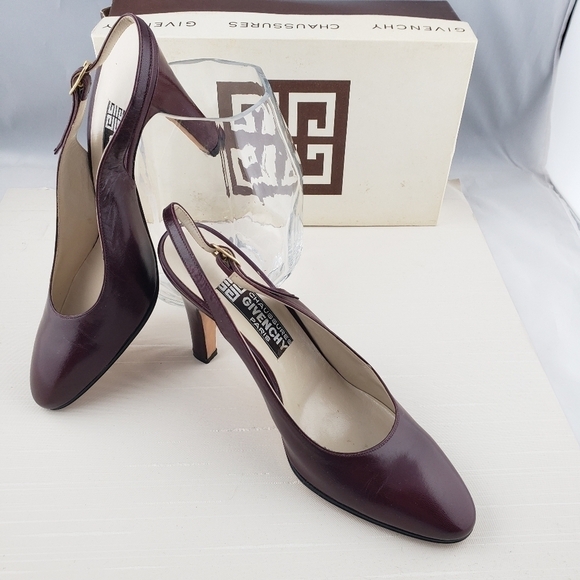 GIVENCHY Chaussures Slingback Heels Brown EUC VTG - Picture 1 of 16